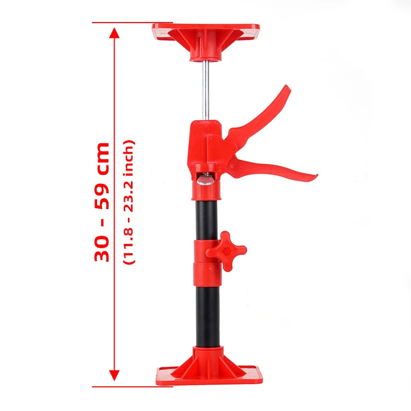 Telescopic cabinet support rod jack with red clamp and black pole, 30–59 cm