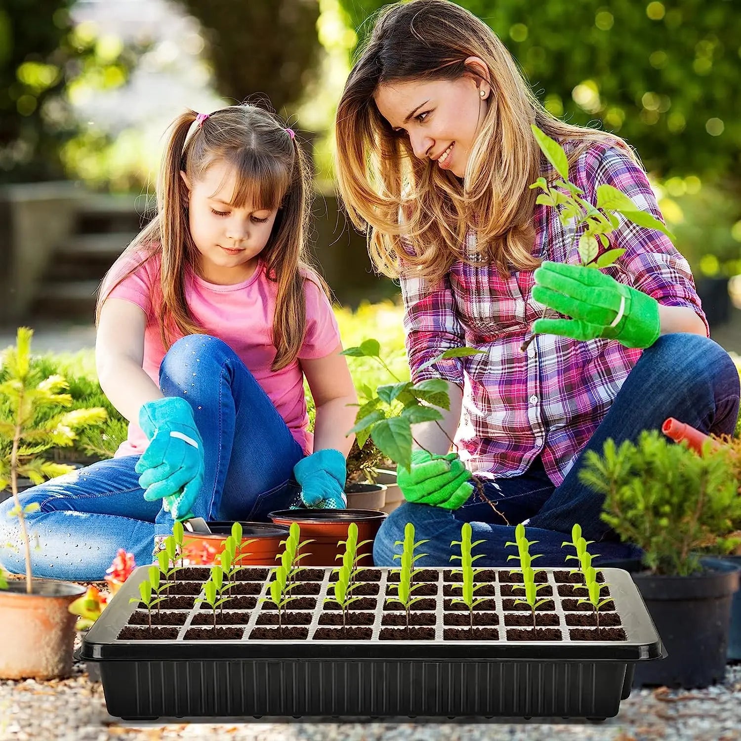 1 Set, Seed Starter Trays With 2 Long Strip Grow Lights, 40 Cells Seed Starter Kit With Humidity Dome For Home Gardene