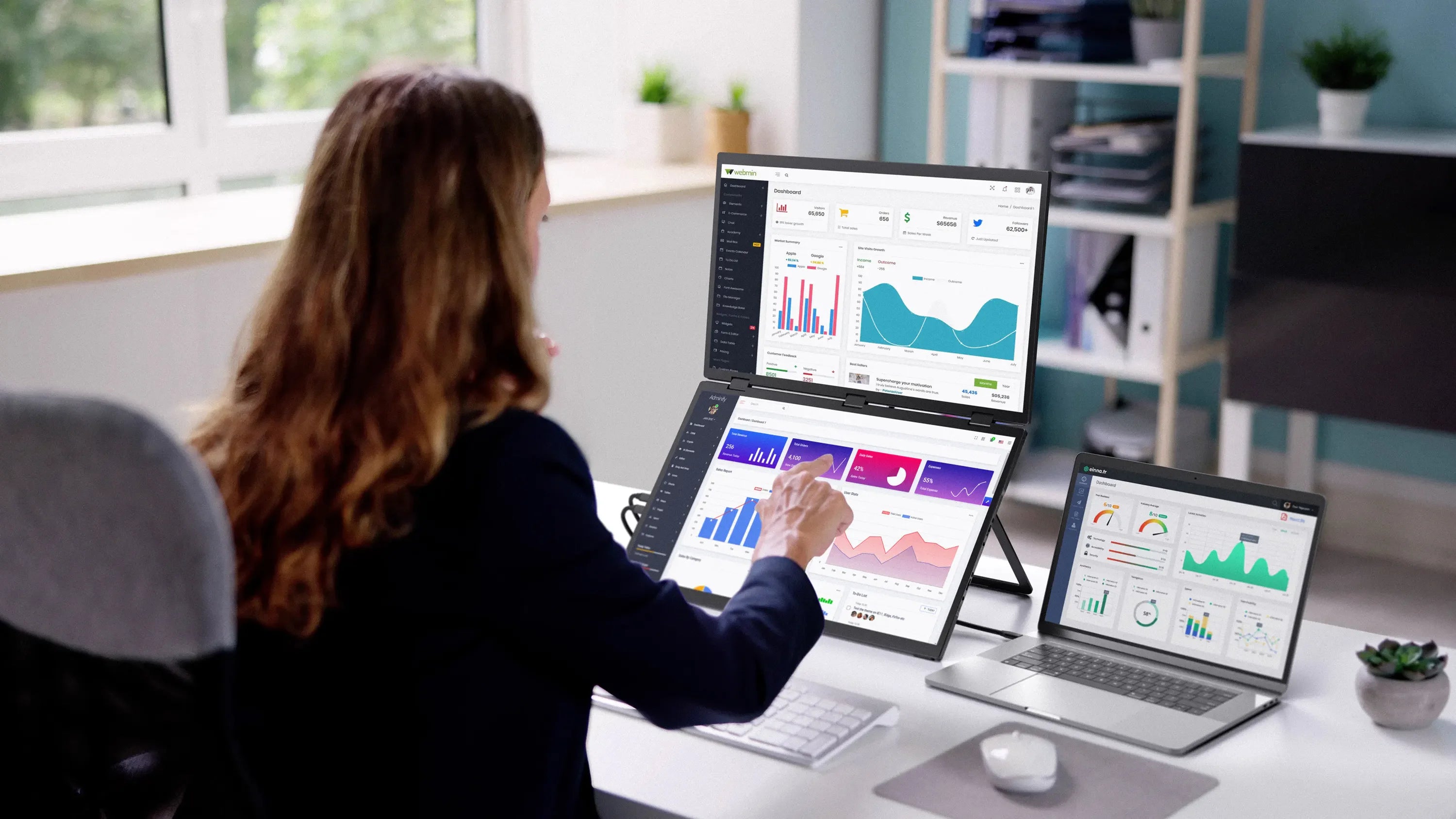 UPERFECT Delta Max Touch 18.5" 100Hz Stacked Monitor Laptop Touchscreen Folding Dual Mobile Computer Display W/ USB C Mini HDMI