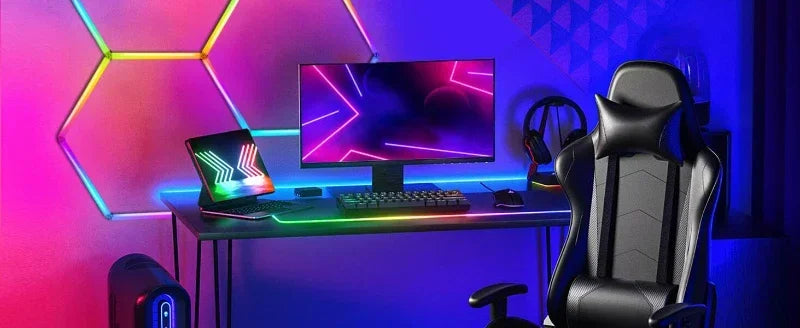 Garage Dimmable Hexagon LED Lighting RGB Color Change 3000-6000K Gym BarberShop Honeycomb Ceiling Lights Halloween Party Gaming