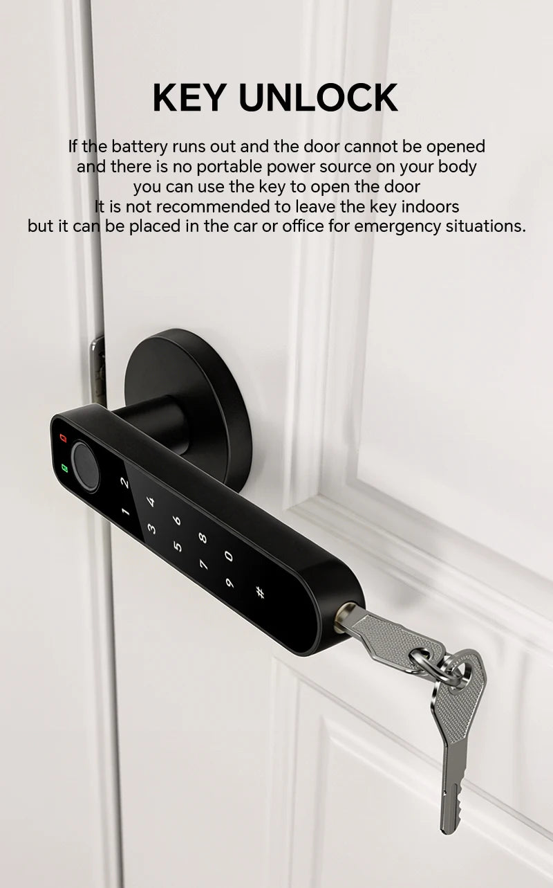 ICCSSI Smart Door Lock Fingerprint Lock Fingerprint/Tuya APP/Password/IC Card/key Unlock Multi Language Audio Playback B208APRO