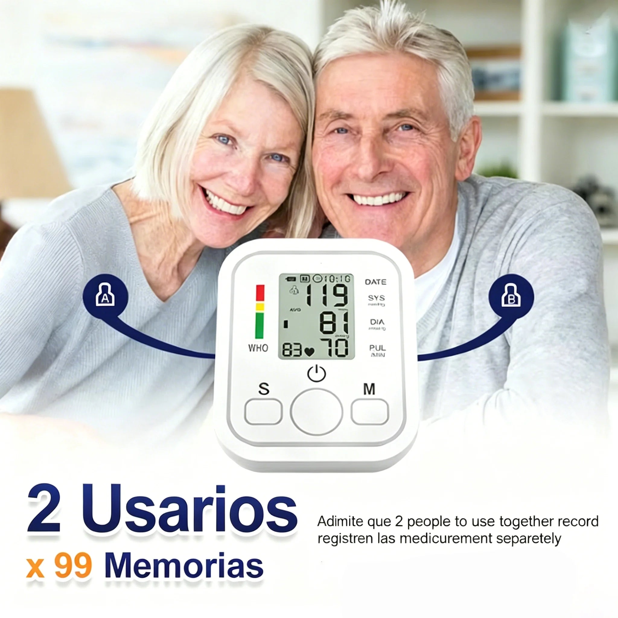 Spanish Voice Arm Automatic Blood Pressure Monitor BP Sphygmomanometer Pressure Meter Tonometer for Measuring Arterial Pressure