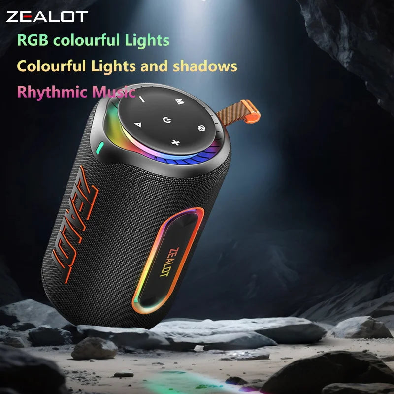 ZEALOT-MP1 60W Wireless Speakers,RGB Light,30 Hours Playtime,, Waterproof IPX 6,Wireless Speaker, Dual Pairing, 8000mAh Battery.