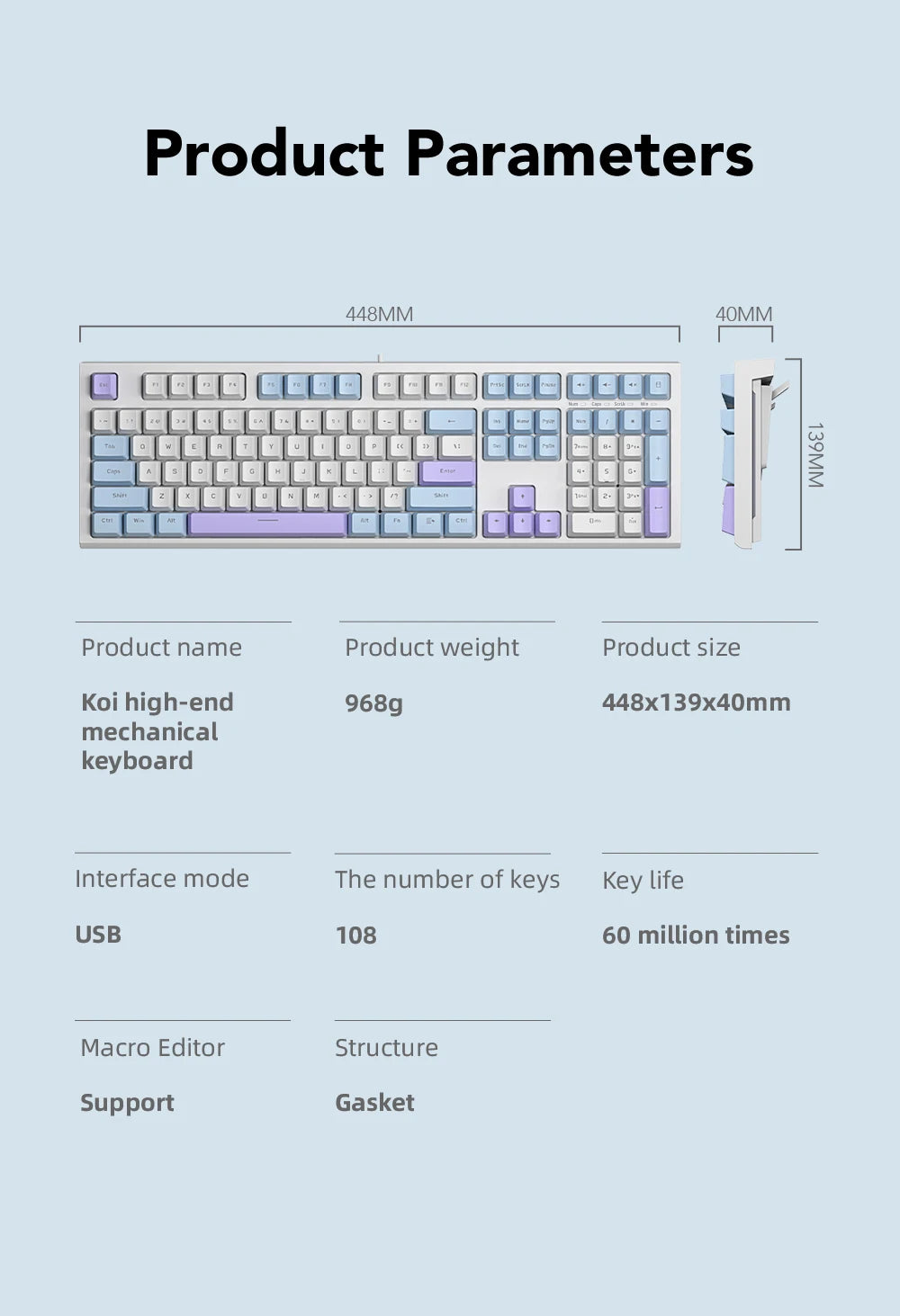 108-Key Wired Mechanical Gaming Keyboard | LED Backlit | Low Latency Anti-Ghosting | Dedicated Gaming Chip | for PC/Mac Gamer