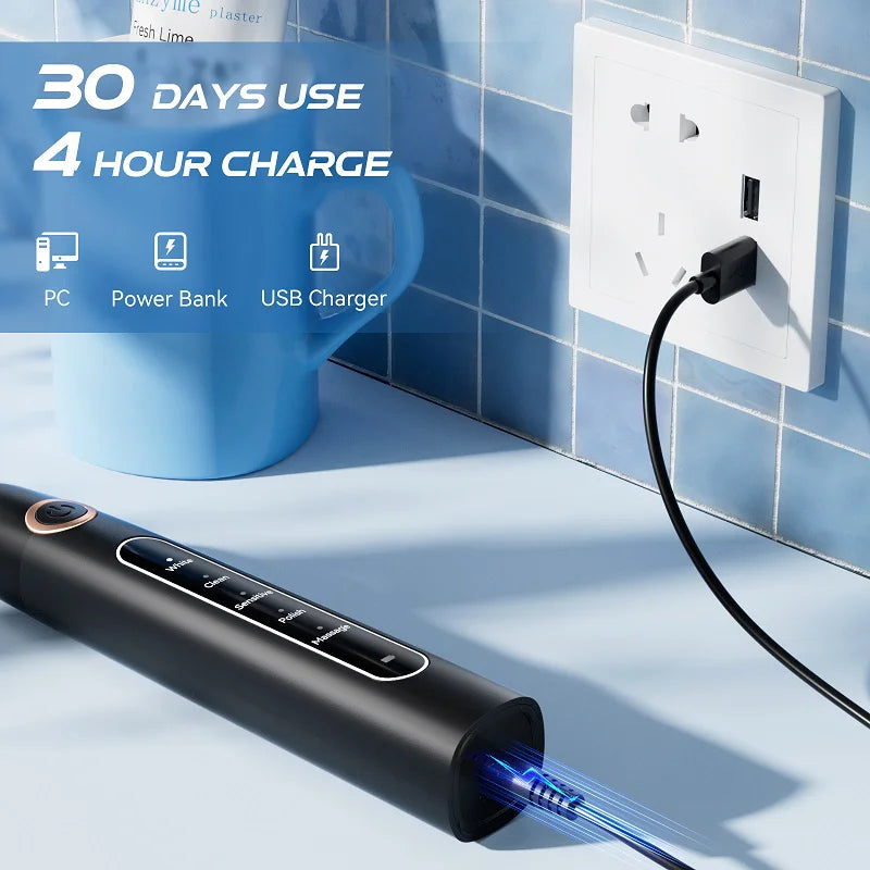 YUNCHi Y5 Sonic Electric Toothbrush Adult Timer Brush USB Rechargeable Electronic Tooth Brush Heads Replacement