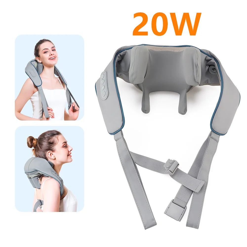 Cordless Deep Tissue Neck and Shoulder Massager with Heat Therapy Back Massage Instrument Tidesmit