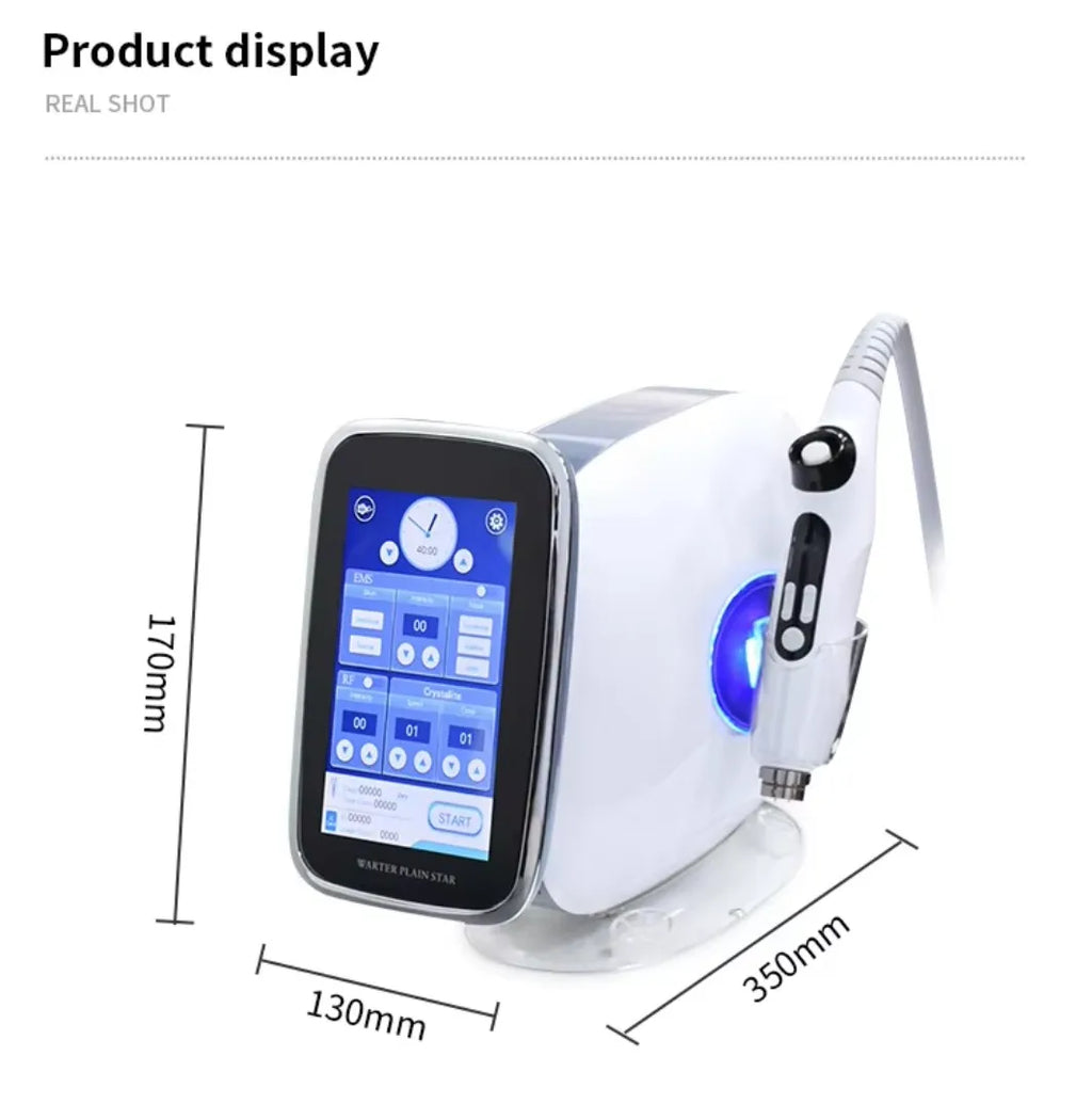 White 3-in-1 nano vacuum mesotherapy gun with touchscreen, RF and EMS technology for professional facial lifting.