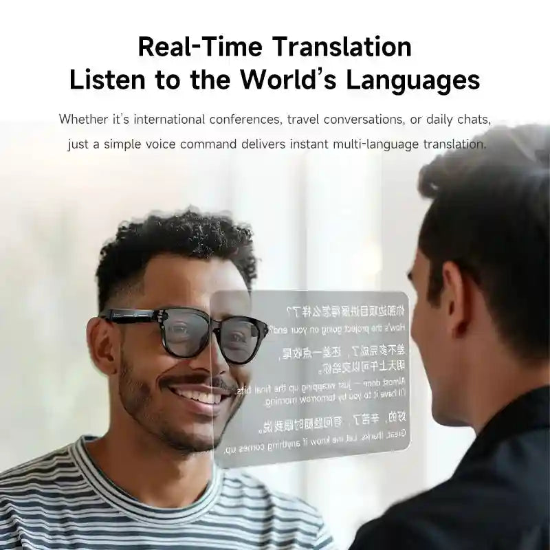 AI Smart Glasses with Real-Time Translation & HD Video Camera - White Tidesmit