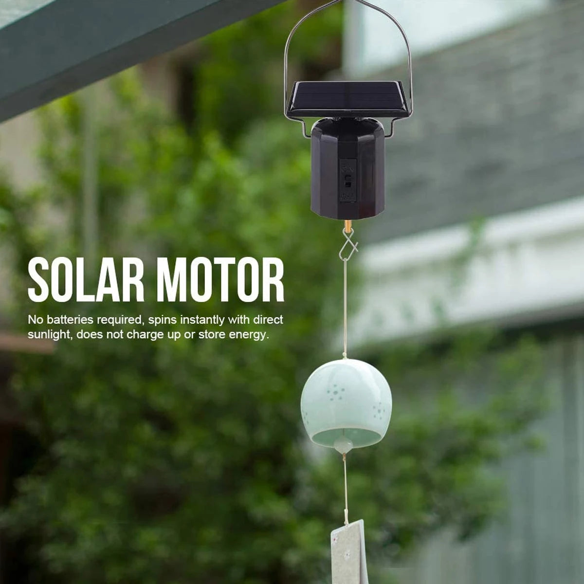 Solar Motor Wind Spinner - Black Rotating Hanging Ornament Tidesmit