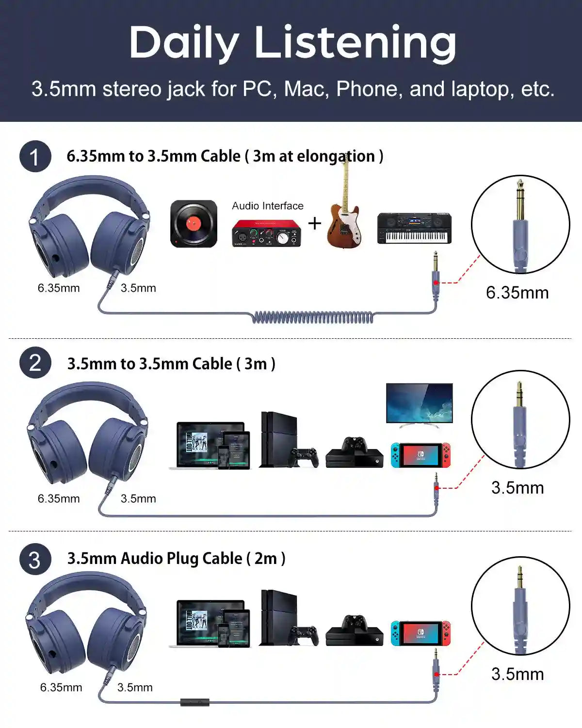 Wired Studio Headphones Over-Ear High-Res Monitor Audio Tidesmit Tidesmit
