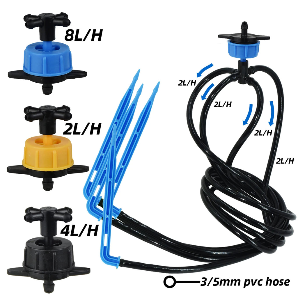 KESLA Drip Irrigation Kit 10-100M 4Way 2Way 8L Drip Arrow 3/5mm Hose Watering System Dripper Sprinkler Pot Planting Greenhouse