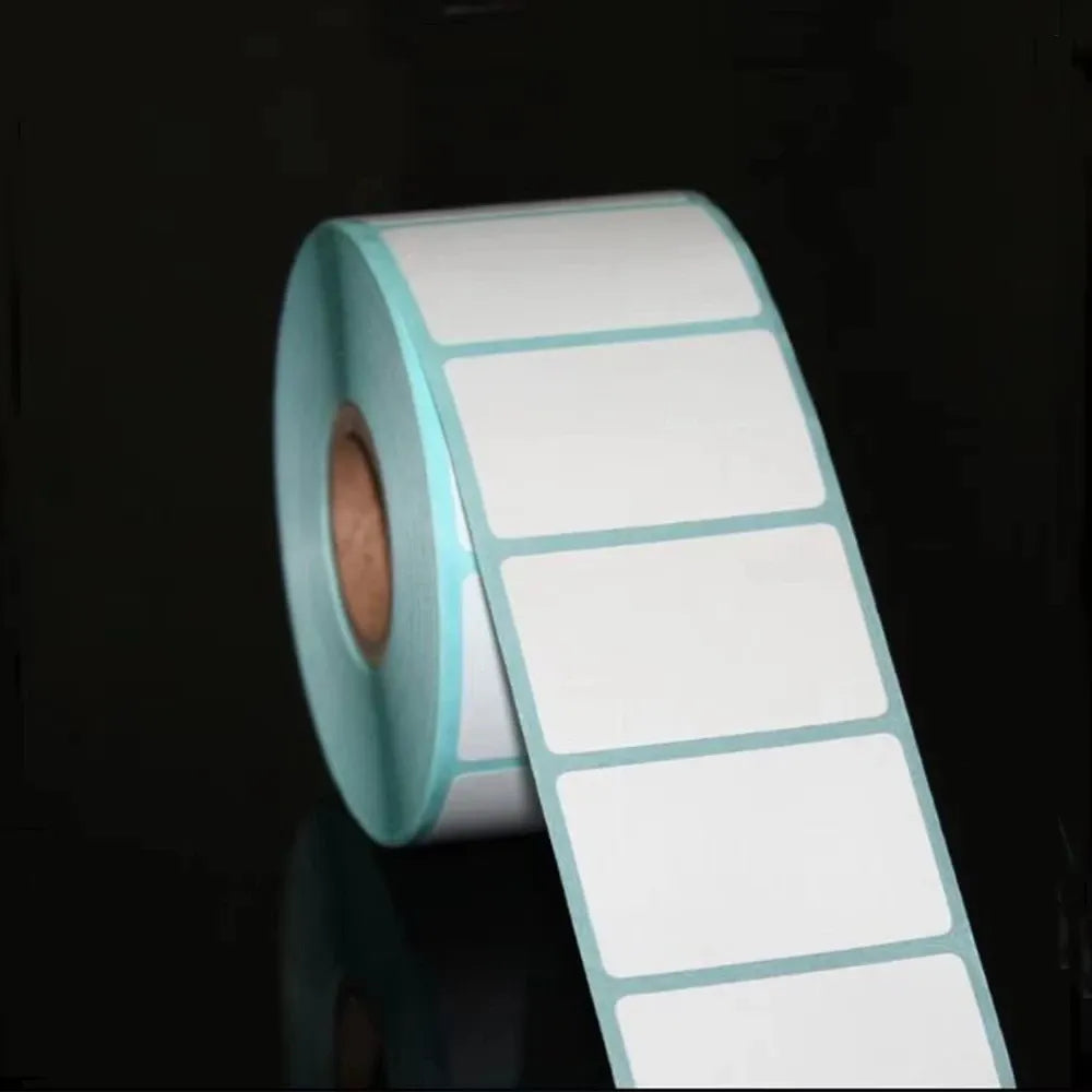 Thermal label sticker roll with multiple rectangular label sections