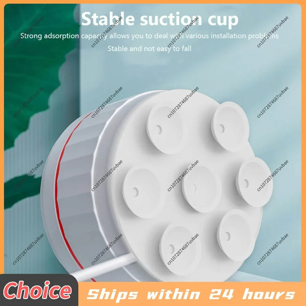 Suction cup shower head holder with multiple strong suction pads for stable, fall-proof bathroom installation.