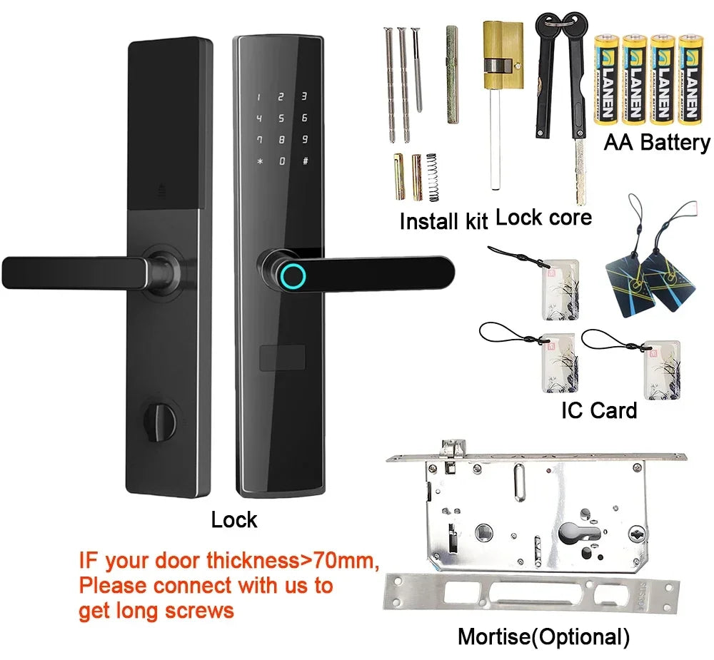 WiFi Smart Lock for Front Door TTlock APP Remote Control Fingerprint Keypad Door Lock Keyless Entry for Door Thickness 40-120mm