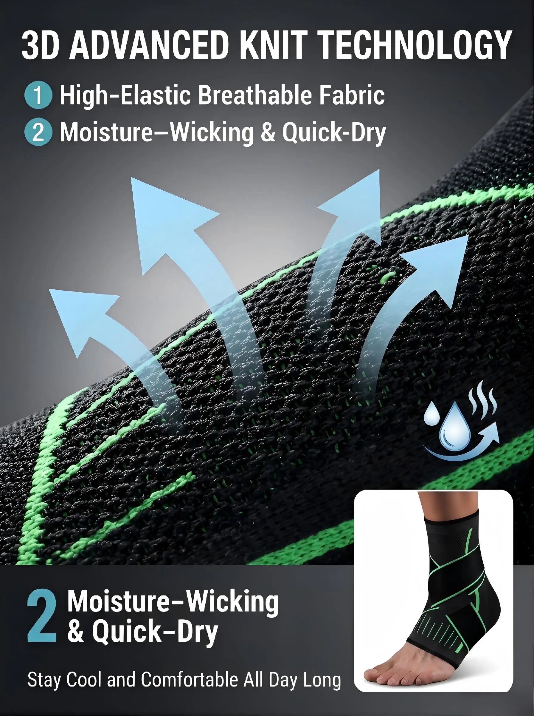 VBOSI Adjustable Compression Ankle Brace Support for Men Women, Breathable Sports Ankle Stabilizer for Basketball Running Sprain