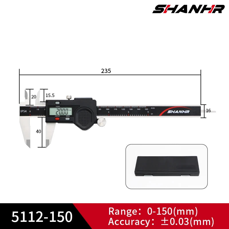 SHANHR New Hardened Stainless Steel 0-150mm Digital Caliper Vernier Caliper Micrometer Electronic Vernier Caliper Measuring Tool