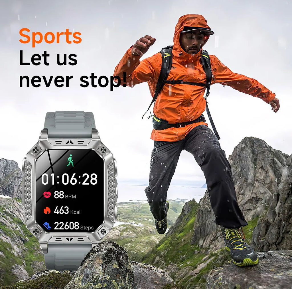 YLL-AK86 Outdoor Sport for Smart Watch Fitness Tracker Sleep Tracker IP67 AMOLED Screen Heart Rate Monitor Magnetic Charging