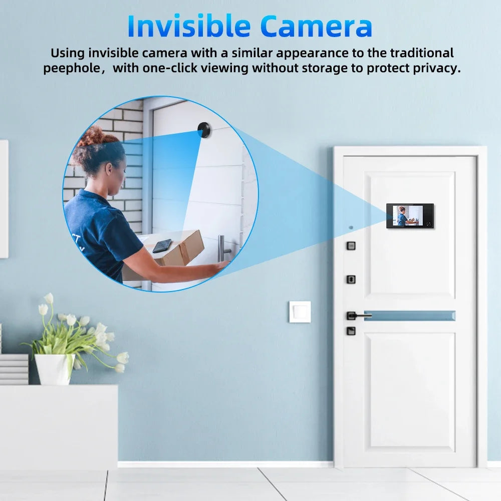 Elecpow 3.5 inch Peephole Video Doorbell Camera 120 Degree Angle Peephole Viewer Smart Home Outdoor Cat Eye Visual Doorbell