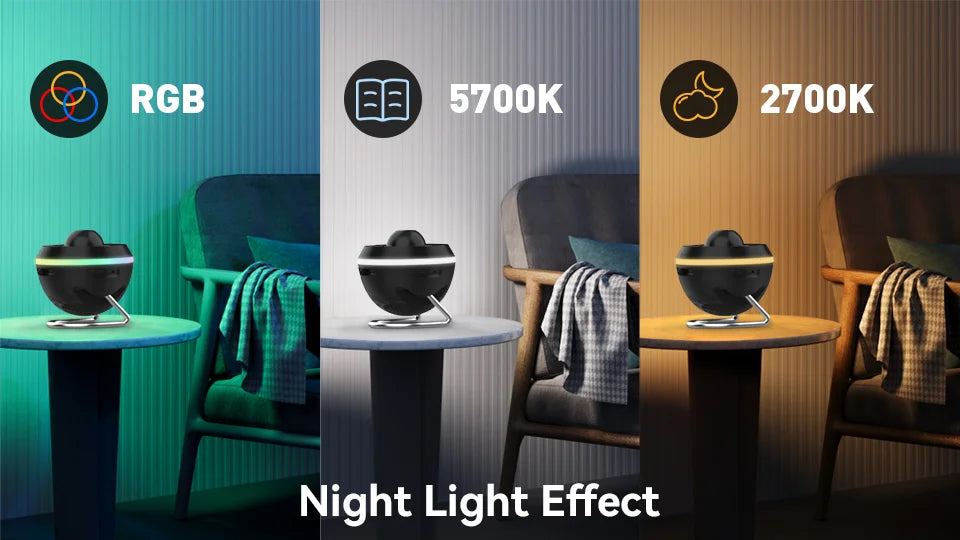 Galaxy Star Projector 12-in-1 Lamp - Rotating Night Light Black Tidesmit