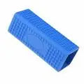 Blue silicone pet hair removal brush for effective dog and cat fur cleaning from furniture and fabrics.