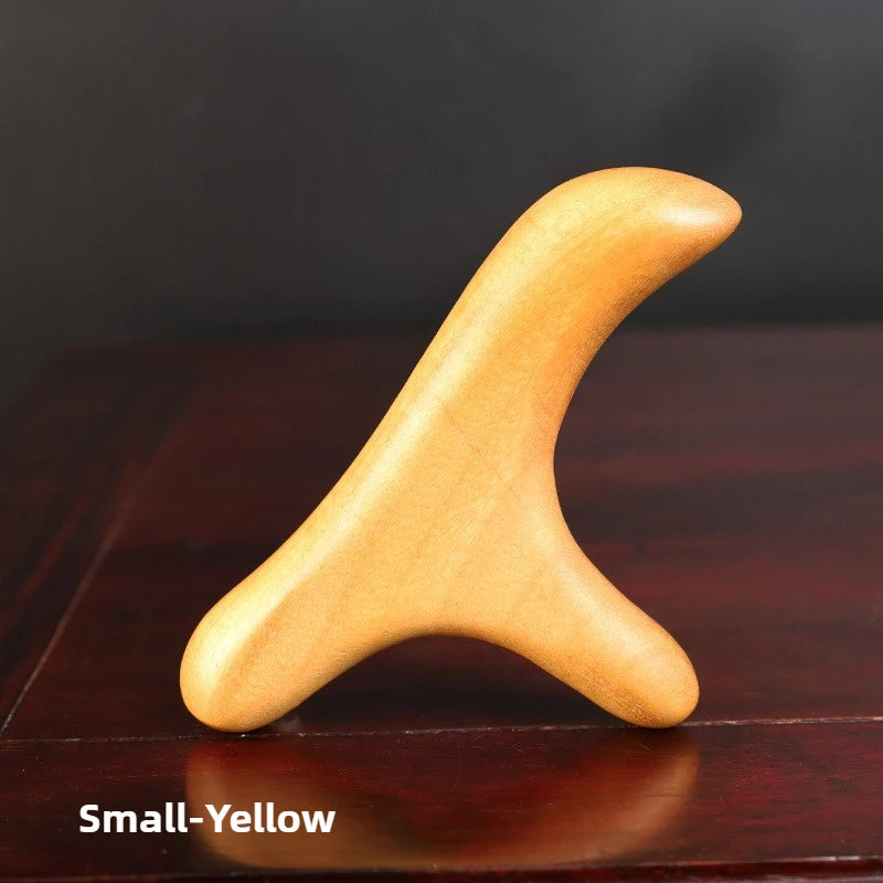 Sandalwood Gua Sha Tool for Back and Neck Muscle Relief by Tidesmit Back Massage Instrument Small-Yellow Tidesmit