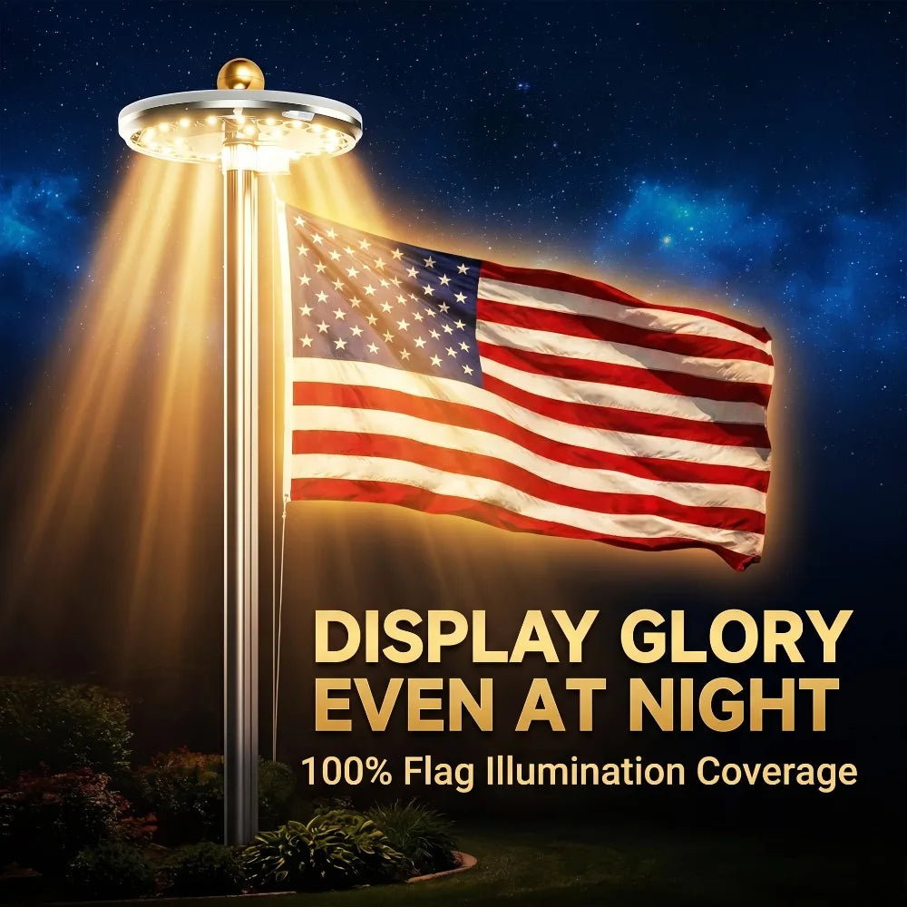 Solar LED Flagpole Light IP65 Waterproof Auto On Off Solar Powered Umbrella Landscape Lamp Energy Saving Portable Camping Light Outdoor Decor for Tent Patio Garden Yard Lawn Path Street