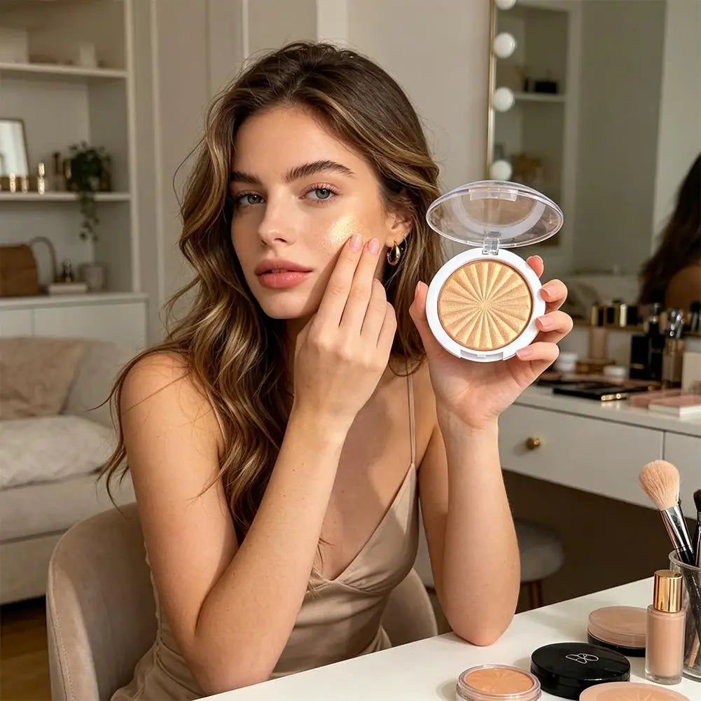 Tidesmit Shiny Matte Monochrome Blush and 3D Pearlescent Highlighter Powder for professional face makeup finish