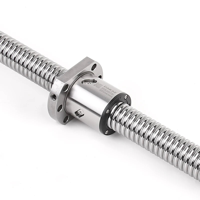 Roller ball screw assembly with silver nut housing and four flange bolt holes