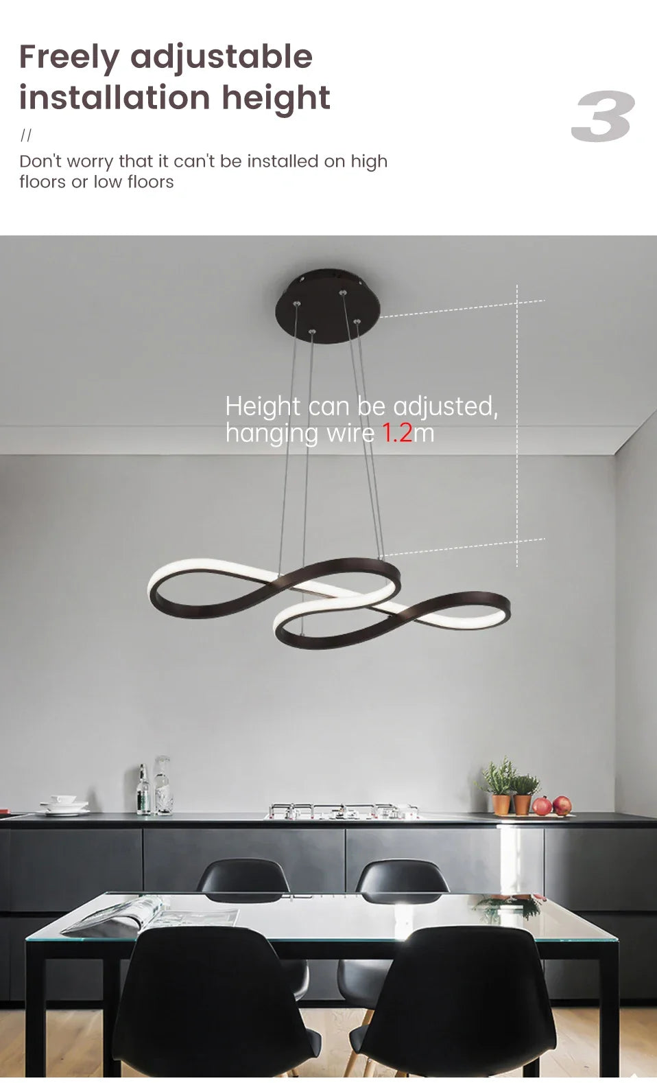 Modern Nordic LED Ring Light | Dimmable Minimalist Home Lamp 92cm Tidesmit