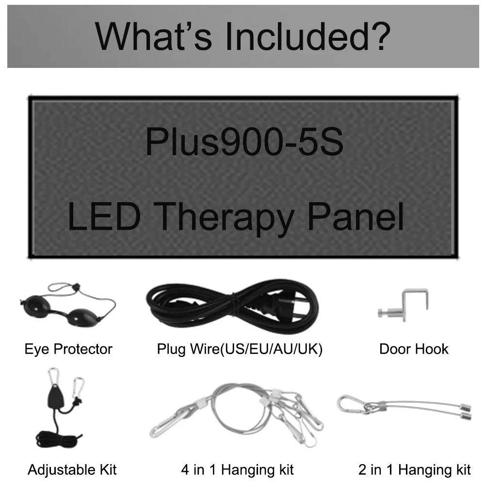 Plus900 Red Light Therapy Panels 630nm 660nm 810nm 830nm 850nm Near Infrared Therapy Light, LED Red Lamp Beauty Device