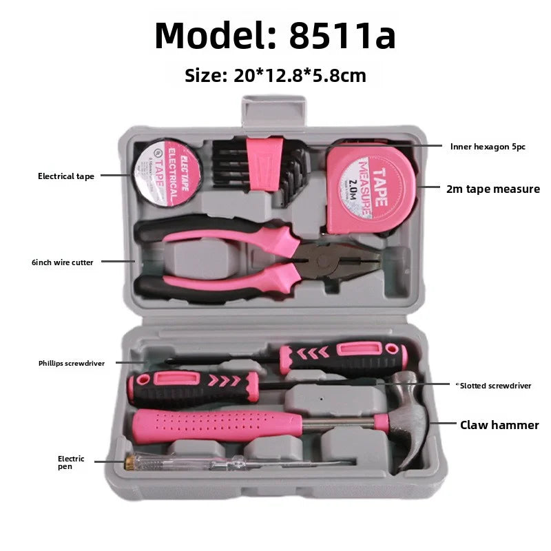 For DIY Use Pink Household Tool Kit Manual Repair Tools Set Multi-Function Home Electrical Maintenance Hand Tools