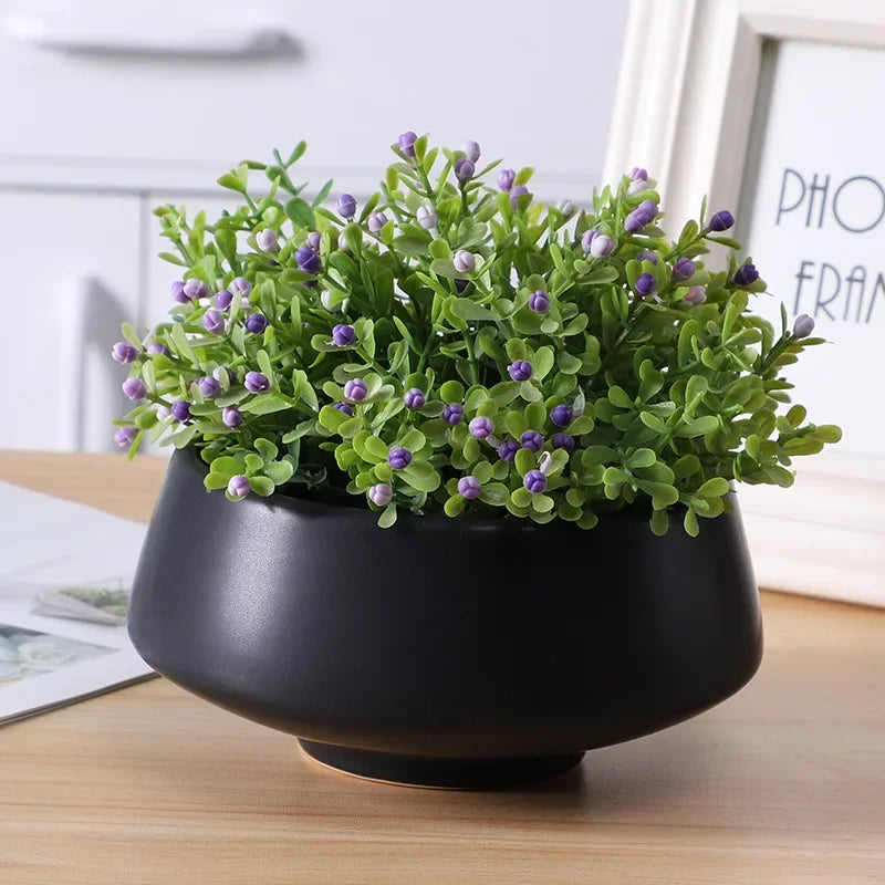 Ceramic Flower Pot Hydroponic Pots Garden Table Top Plant Decoration Supplies Bonsai Succulent Vase