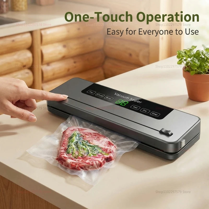 Vacuum Sealer Machine for Dry and Wet Food Food Storage Sealing with Built-in Cutter UV Kitchen Food Vacuum Packaging Machine