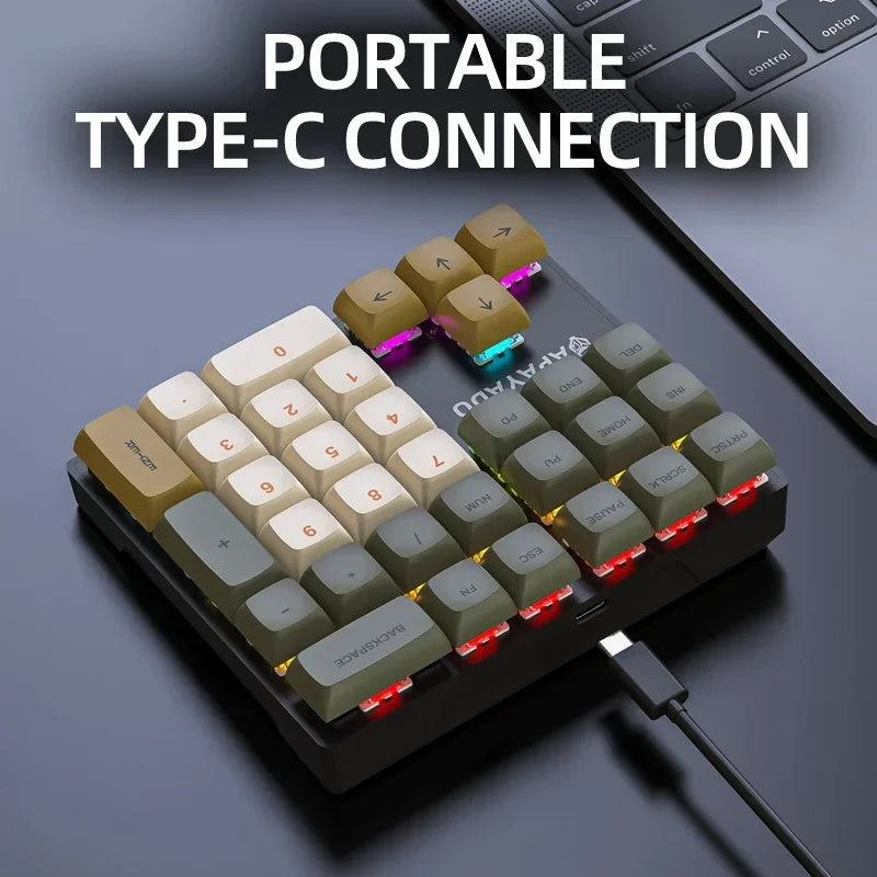 K33 Wired Mechanical Numeric Keypad With Multi-color Lights  Suitable for Finance, Business, 33-Key Laptop Numeric Keyboard