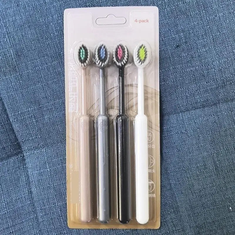 Soft Bristle Toothbrush 4 Pcs Convex Mountain Head, Deep Cleaning Adult Daily Oral Care, Home Toothbrush Set for Sensitive Gums