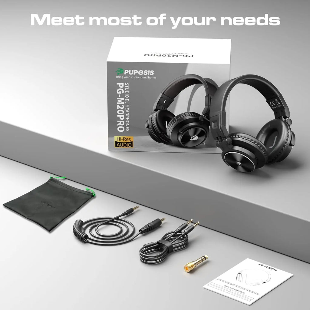 Studio Headphones - Over-Ear Professional Audio Monitoring (Black) Tidesmit
