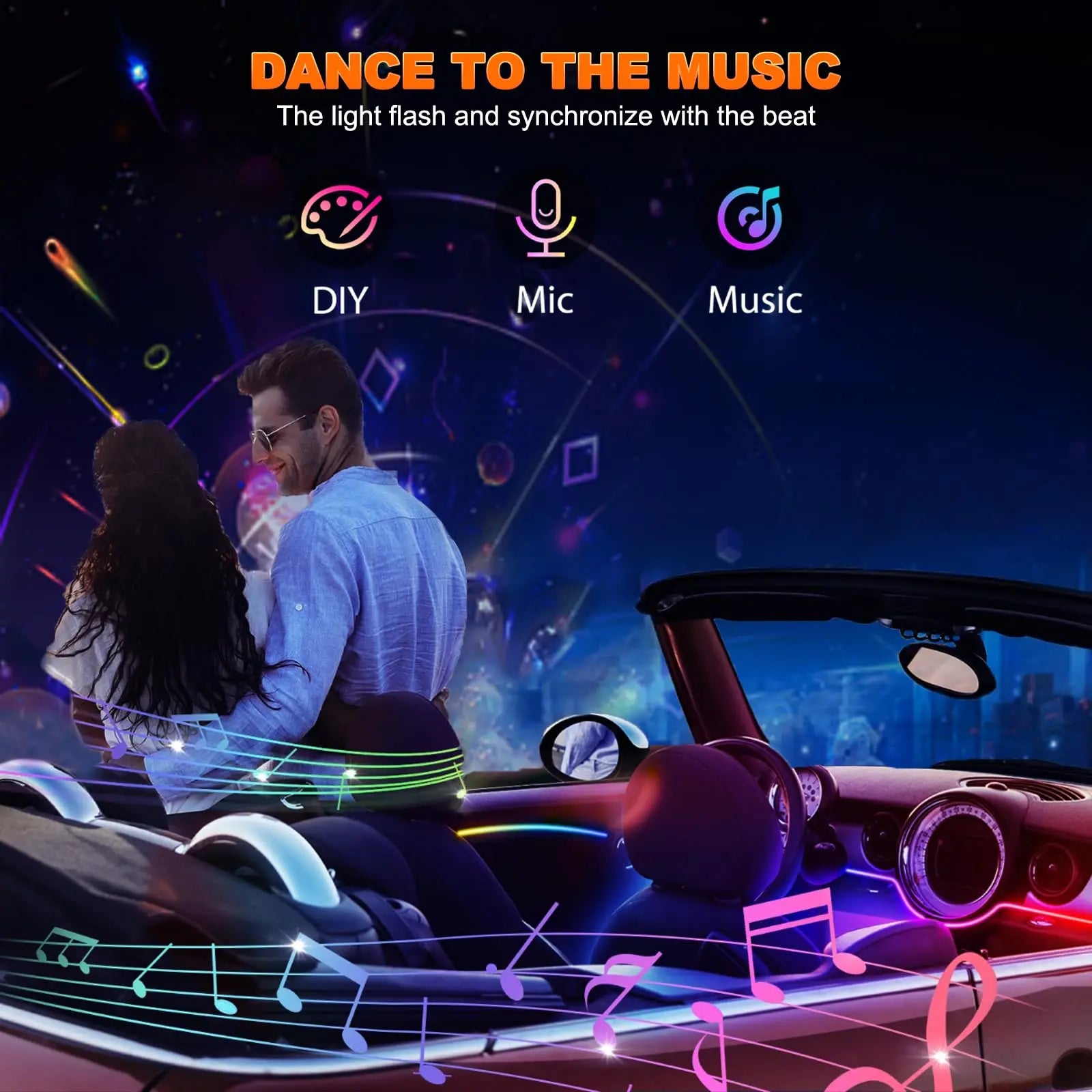 Tidesmit RGB Car Ambient LED Interior Lights with App Control Tidesmit