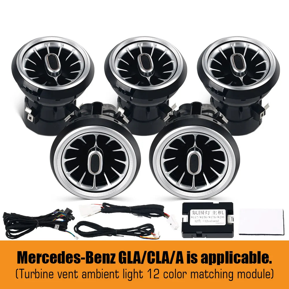 Mercedes-Benz Turbine LED Air Vents - 64 Color Ambient Lighting Kit 12Color Air outlet Tidesmit