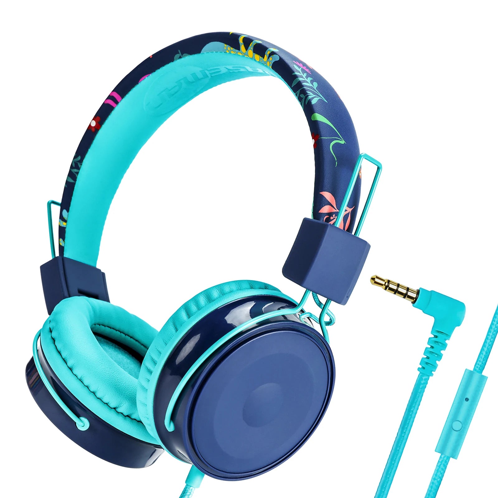 Tidesmit Kids Wired Headphones with Mic - Foldable Adjustable Blue Blue Tidesmit