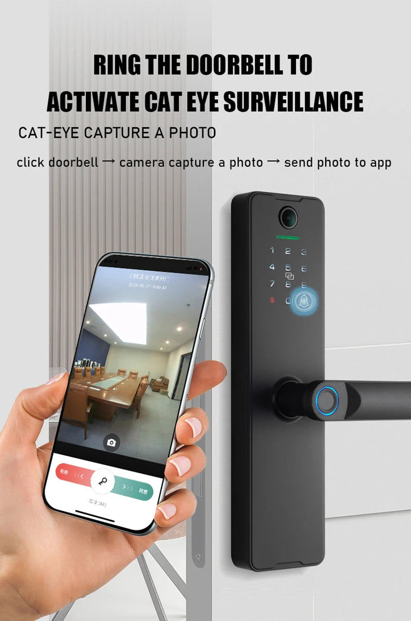 Tuya Wifi Fingerprint Smart Door Lock Digital Electronic Lock Remote Unlock Keyless Security Anti-theft Smart Home Hotel Office