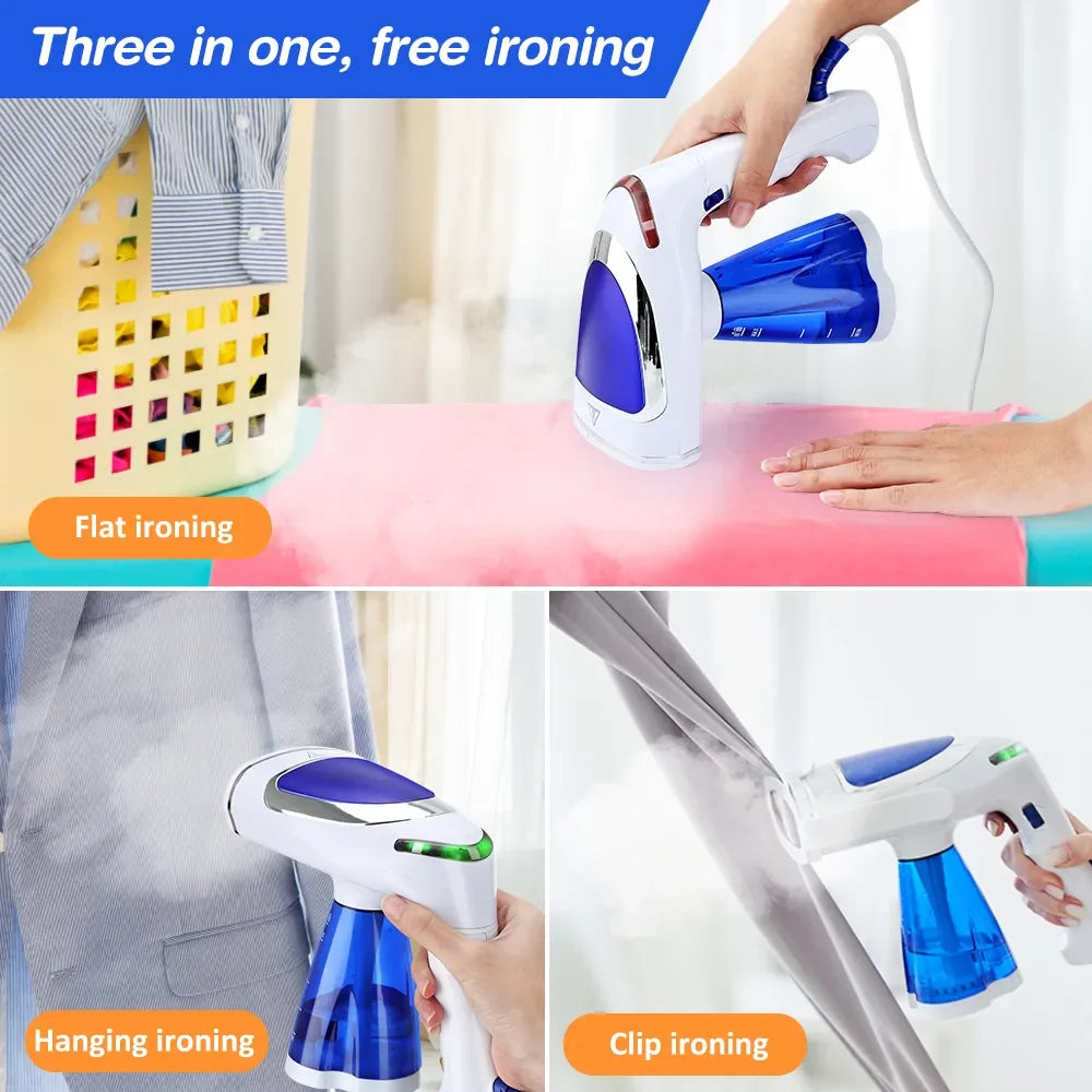 Tidesmit 1600W foldable handheld garment steamer showing compact design and water tank for travel and home use