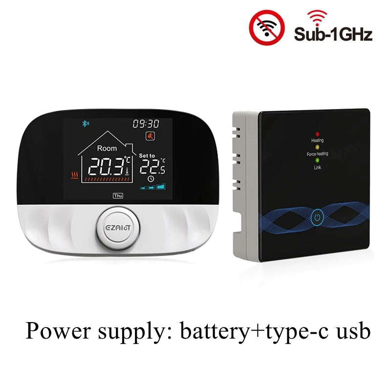 WiFi Smart Thermostat for Gas Boiler | App-Controlled Wireless Heating No WiFi(Black) Wireless Tidesmit
