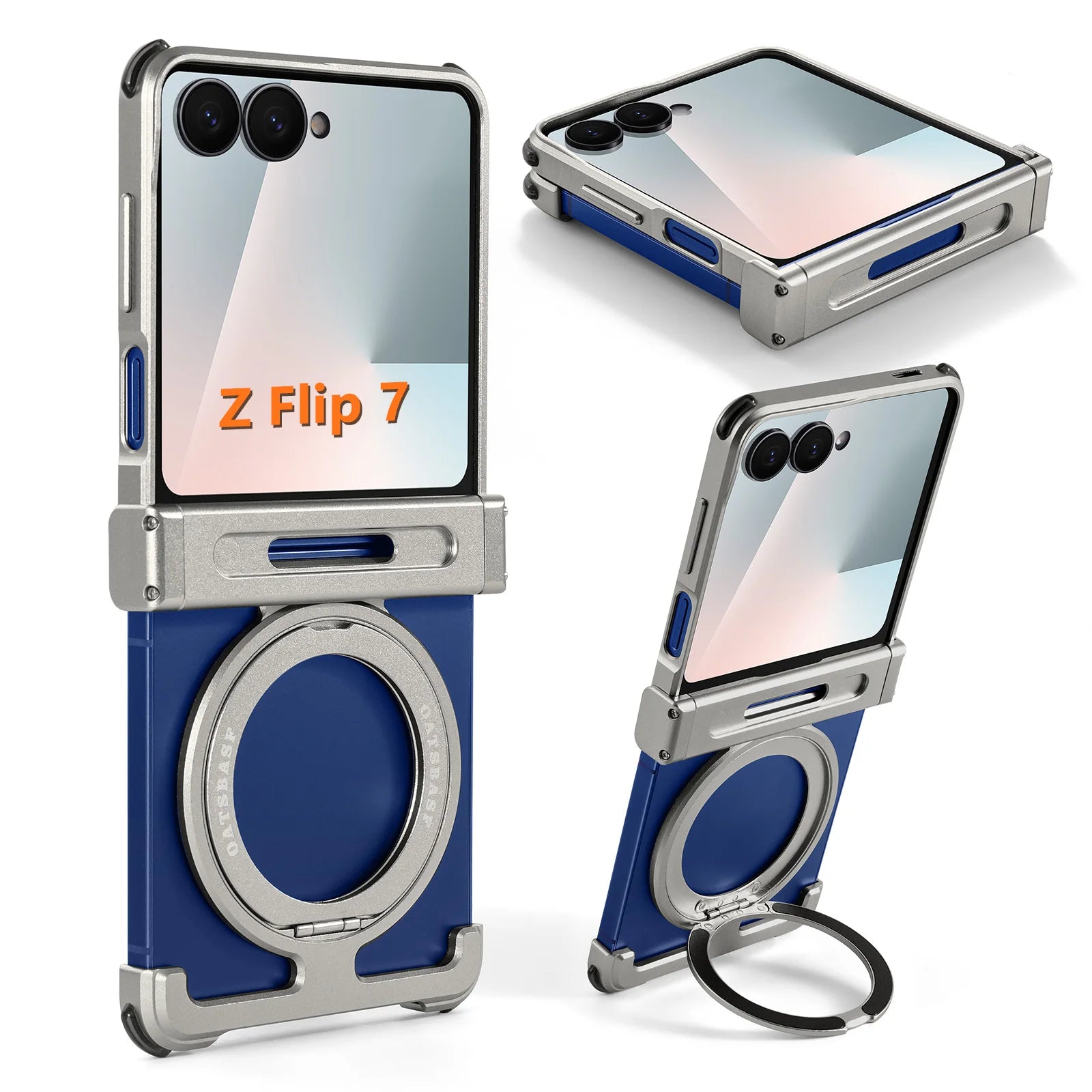 Samsung Galaxy Z Flip 7 Metal Frame Case with 360 Ring - Titanium Australia Titanium Galaxy Z Flip7 Tidesmit