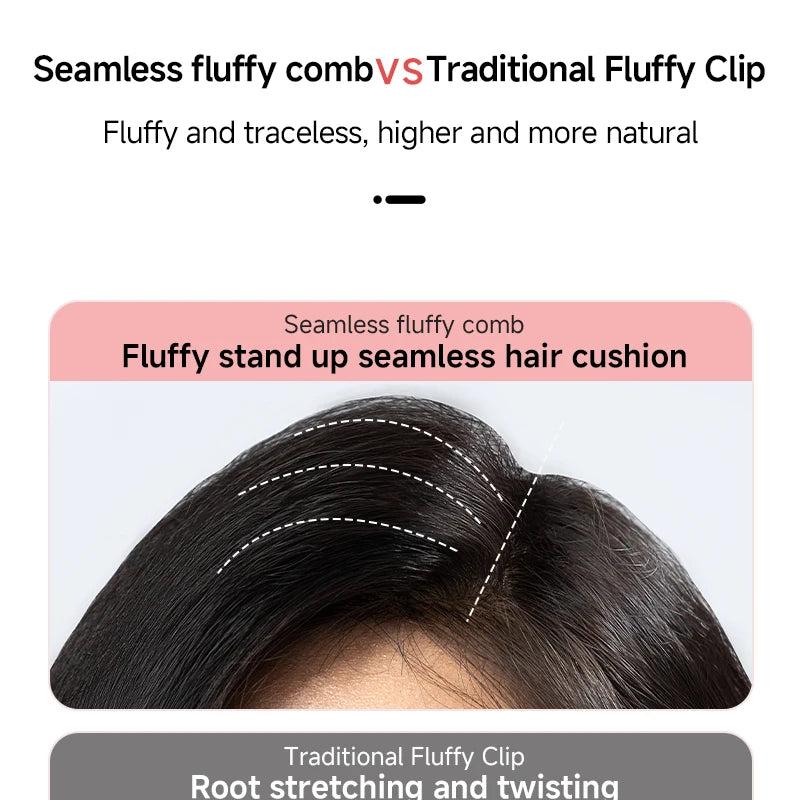 Seamless fluffy hair comb vs. clip for natural, traceless volume and salon-quality root lift styling.