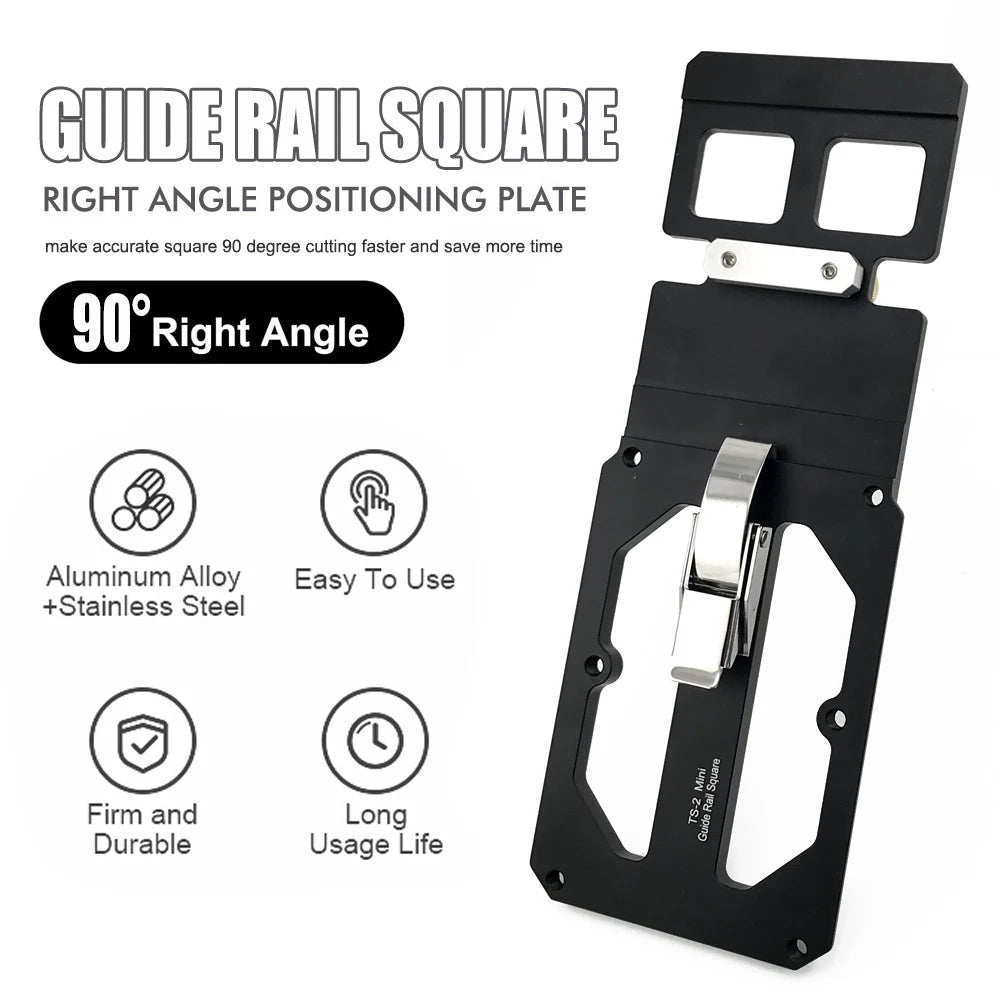 Woodworking Guide Rail Square Right Angle Positioning Plate Match TS55/TS75 Slide Rails Compatible with Festool/Makita/Milwaukee