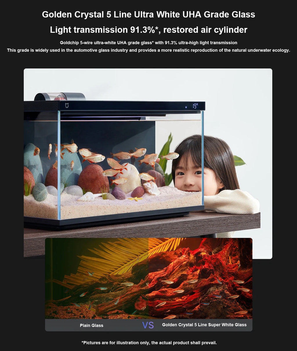 NEW MIJIA Smart Fish Tank Work With Mijia APP Mobile Controlled Remote Feeding Smart Lighting System Light Aquarium 20L-CN