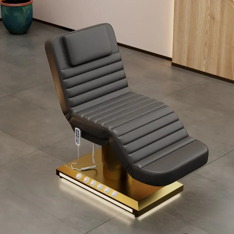 Electric Beauty Bed with 3 Motors and Gold Stainless Steel Base Massage Chairs Tidesmit