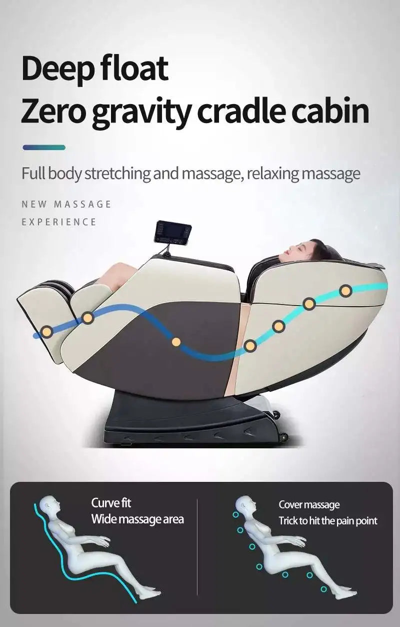 Zero Gravity Massage Chair with Bluetooth - Brown & Gold Full Body Massage Chairs Tidesmit