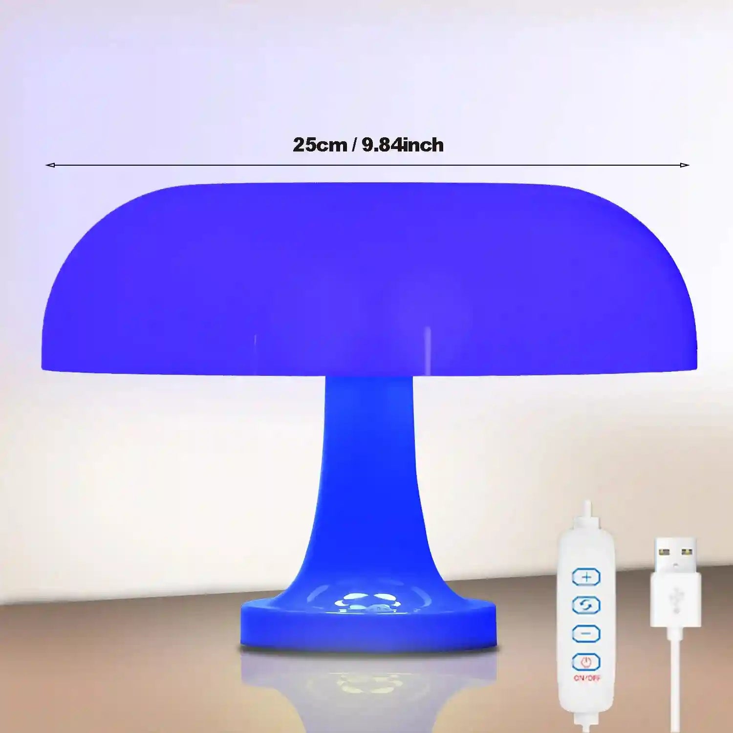 Mushroom Table Lamp - Bauhaus Bedside LED Light, 25cm Adjustable Desk Lamp Blue usb plug 25cm Tidesmit