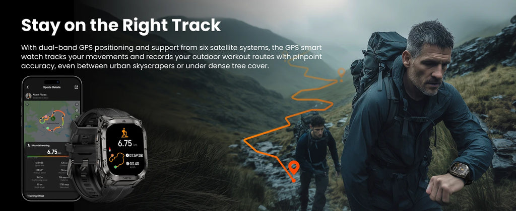 KOSPET TANK M4C Advanced GPS Smartwatch for Men MIL-STD-810H Tough 5ATM Waterproof Integrated Flashlight & Health Tracking